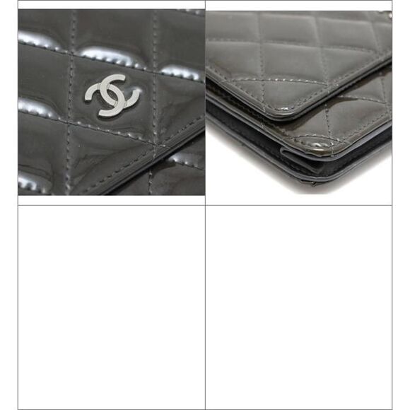 Chanel Matelasse Chain Wallet SV Metal Fittings Patent Black - Picture 7 of 7